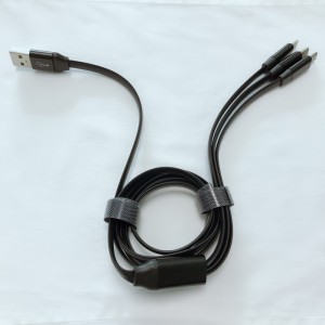 Cáp 3 IN 1 TPE Sạc bằng nhôm Vỏ phẳng USB 2.0 Micro sang sét Loại C micro USB Dữ liệu