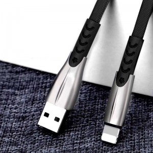 3,8A Bện nhanh Sạc bằng hợp kim kẽm phẳng Vỏ cáp miễn phí uốn cong Flex dữ liệu USB cho micro USB, loại C, sạc sét iPhone và đồng bộ hóa